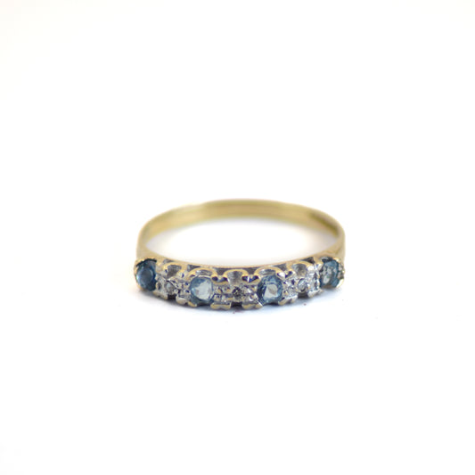 Half eternity aquamarine 9ct gold ring