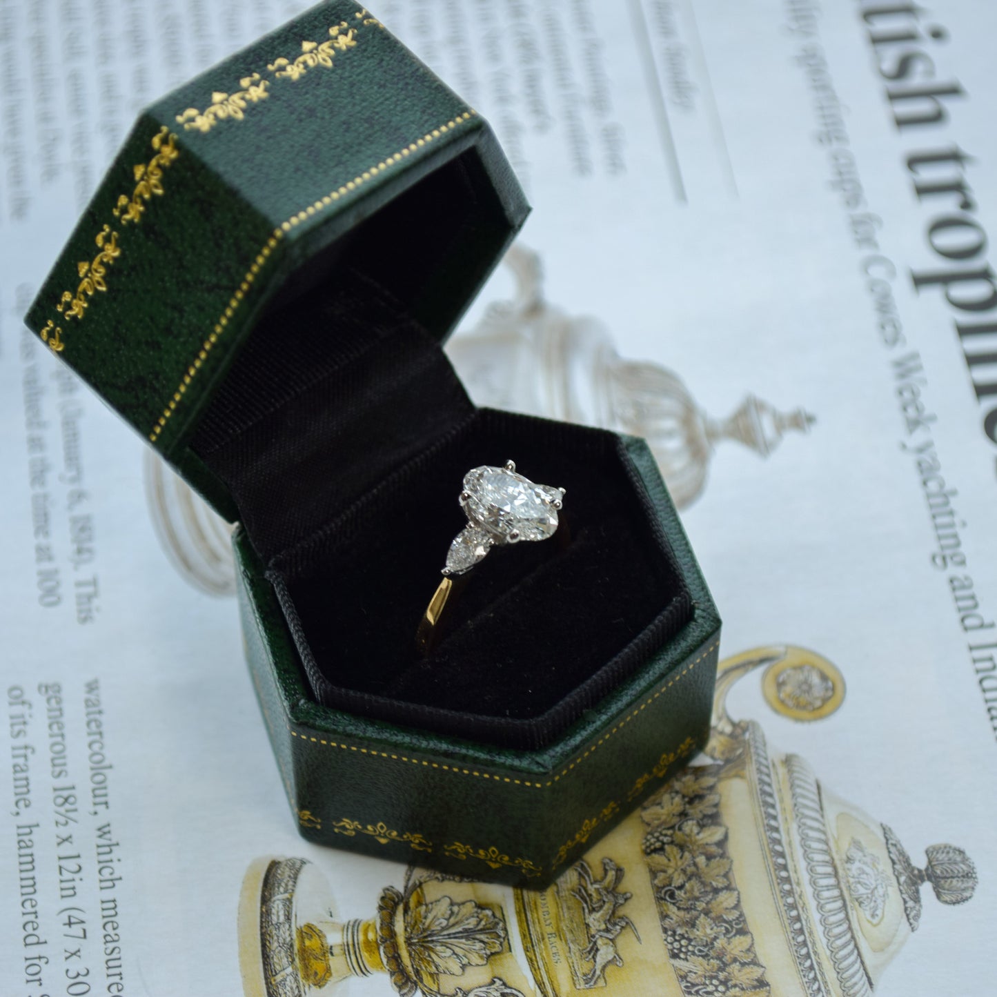 Oval trilogy 18ct white gold ring