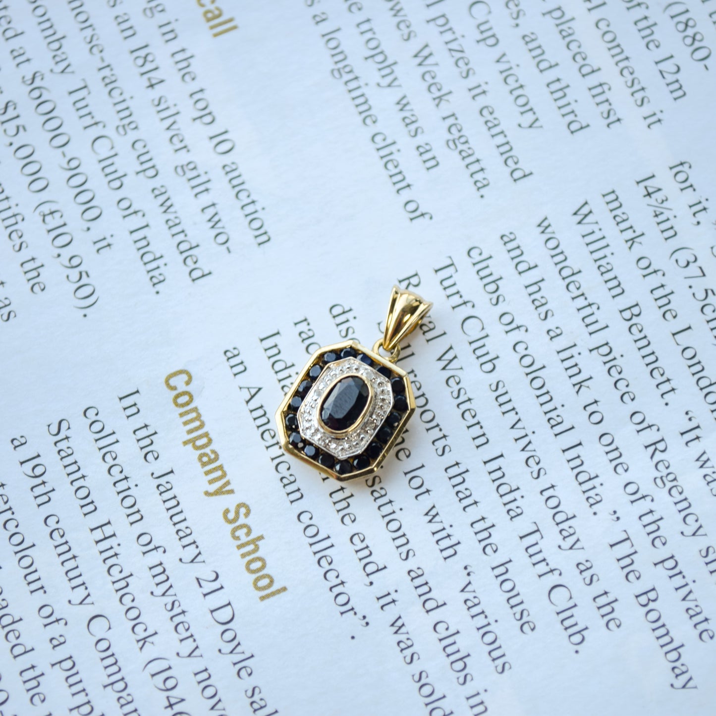 Art deco sapphire and diamond pendant