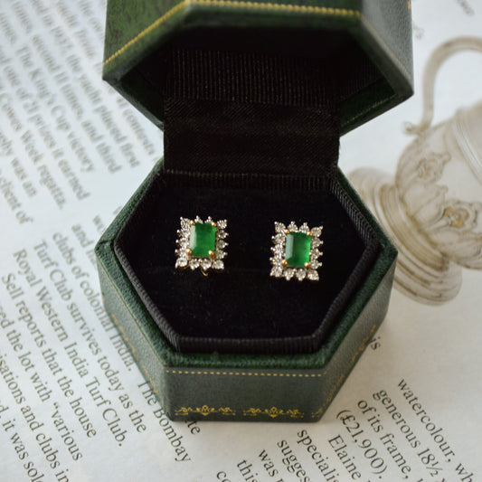 Emerald and diamond earrings