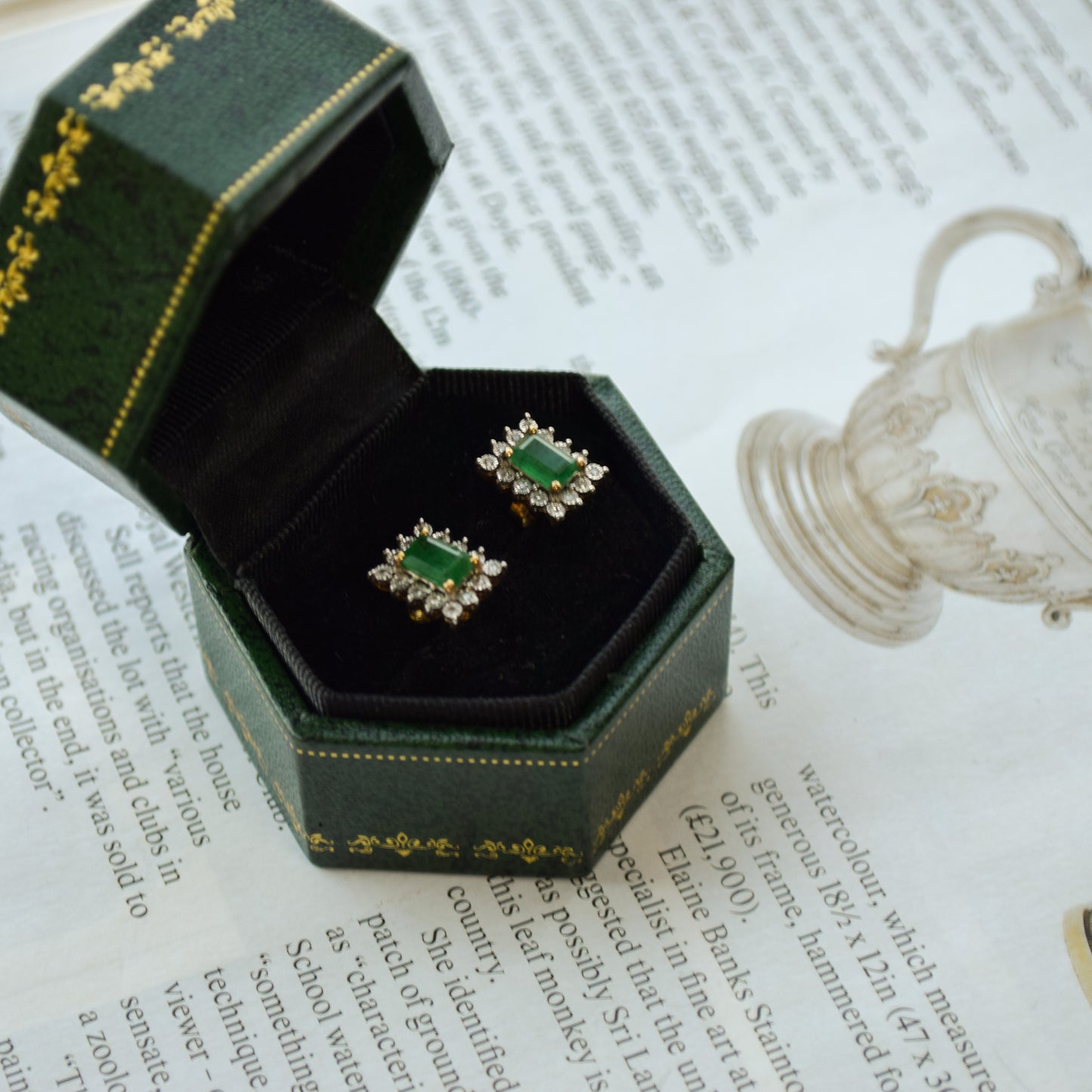 Emerald and diamond earrings