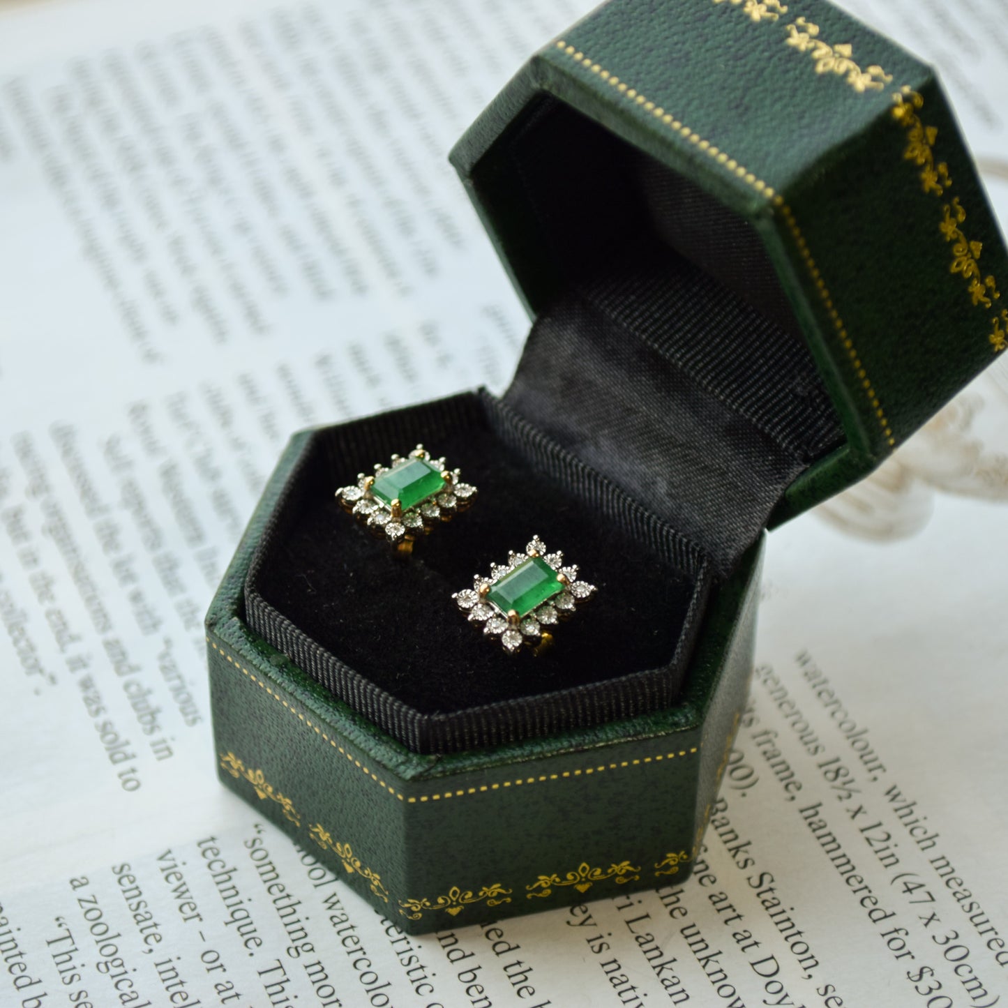 Emerald and diamond earrings