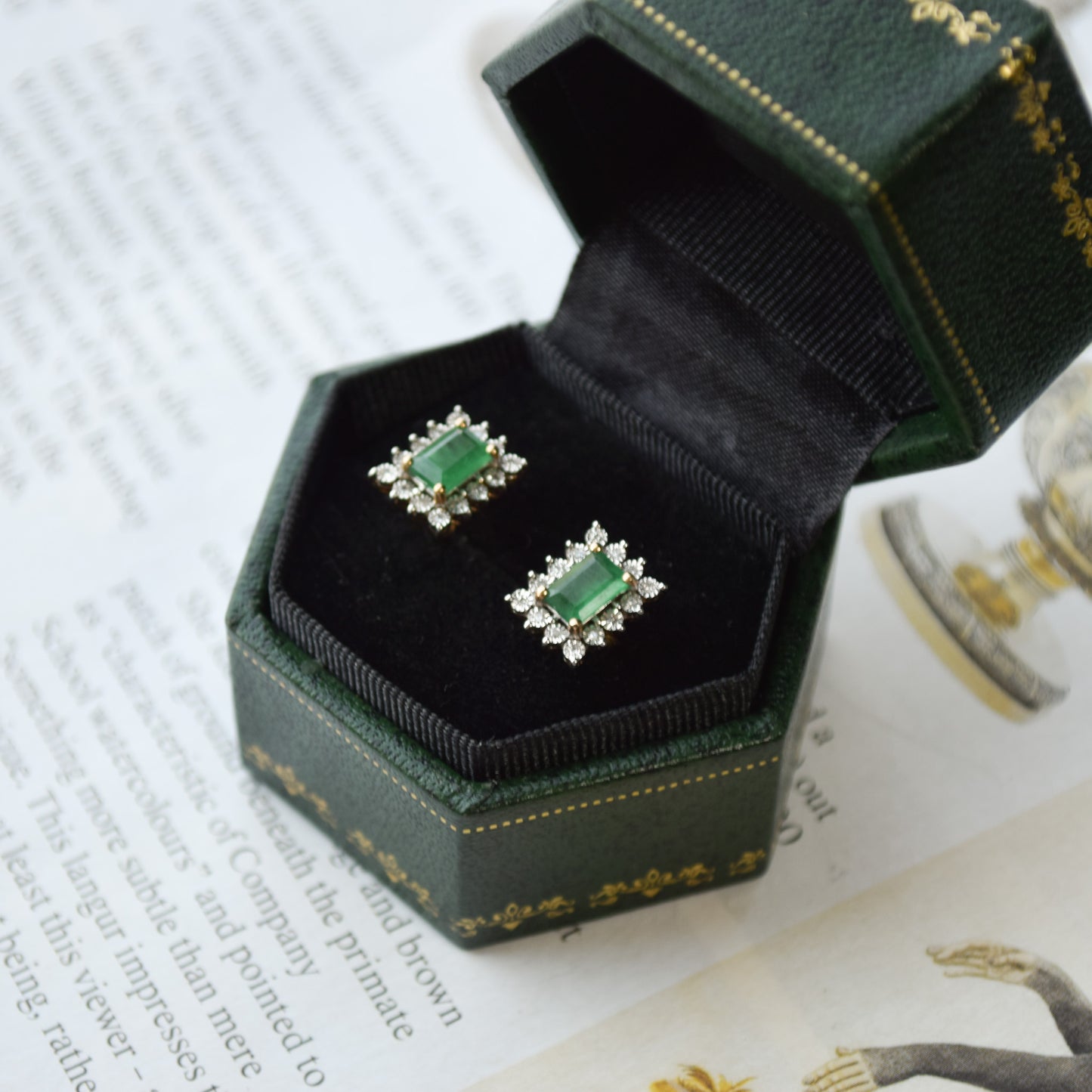 Emerald and diamond earrings