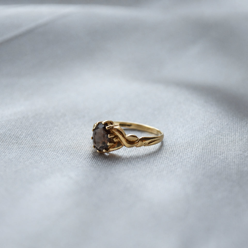 Smokey quartz vintage 9ct gold ring