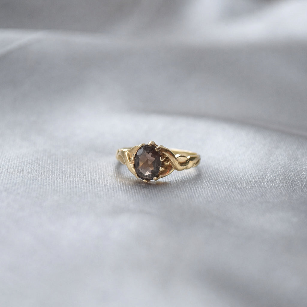 Smokey quartz vintage 9ct gold ring