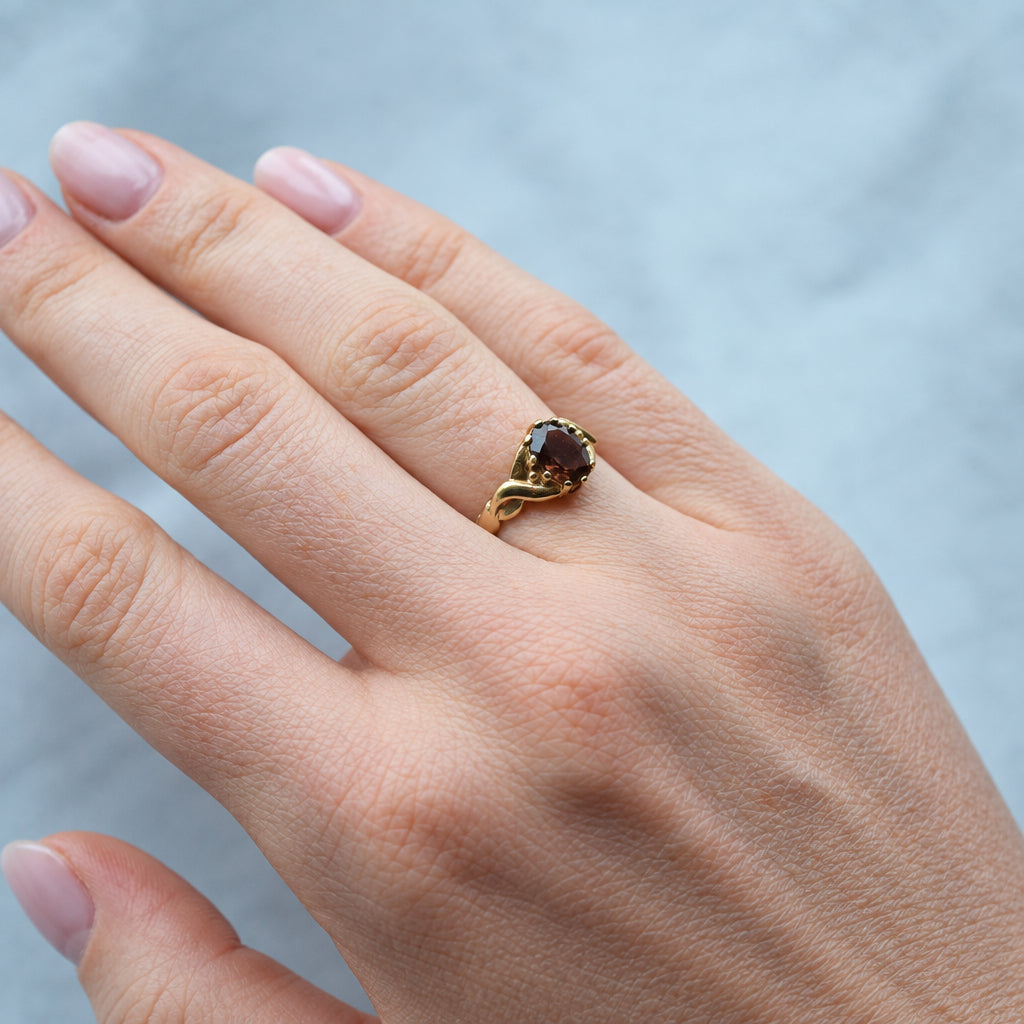 Smokey quartz vintage 9ct gold ring
