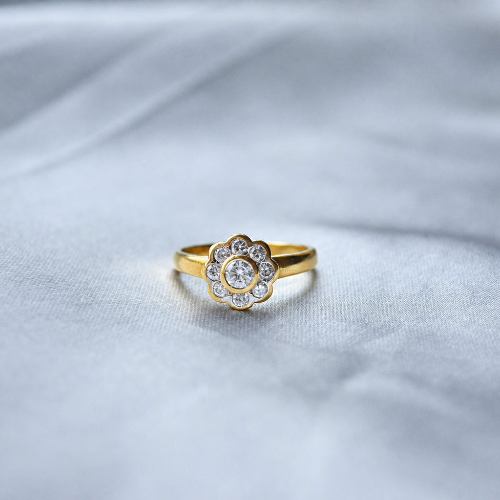 Floral gold CZ ring
