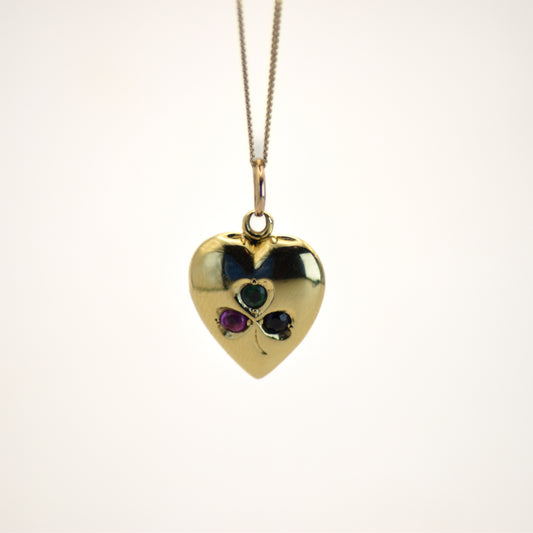 Gold shamrock heart charm