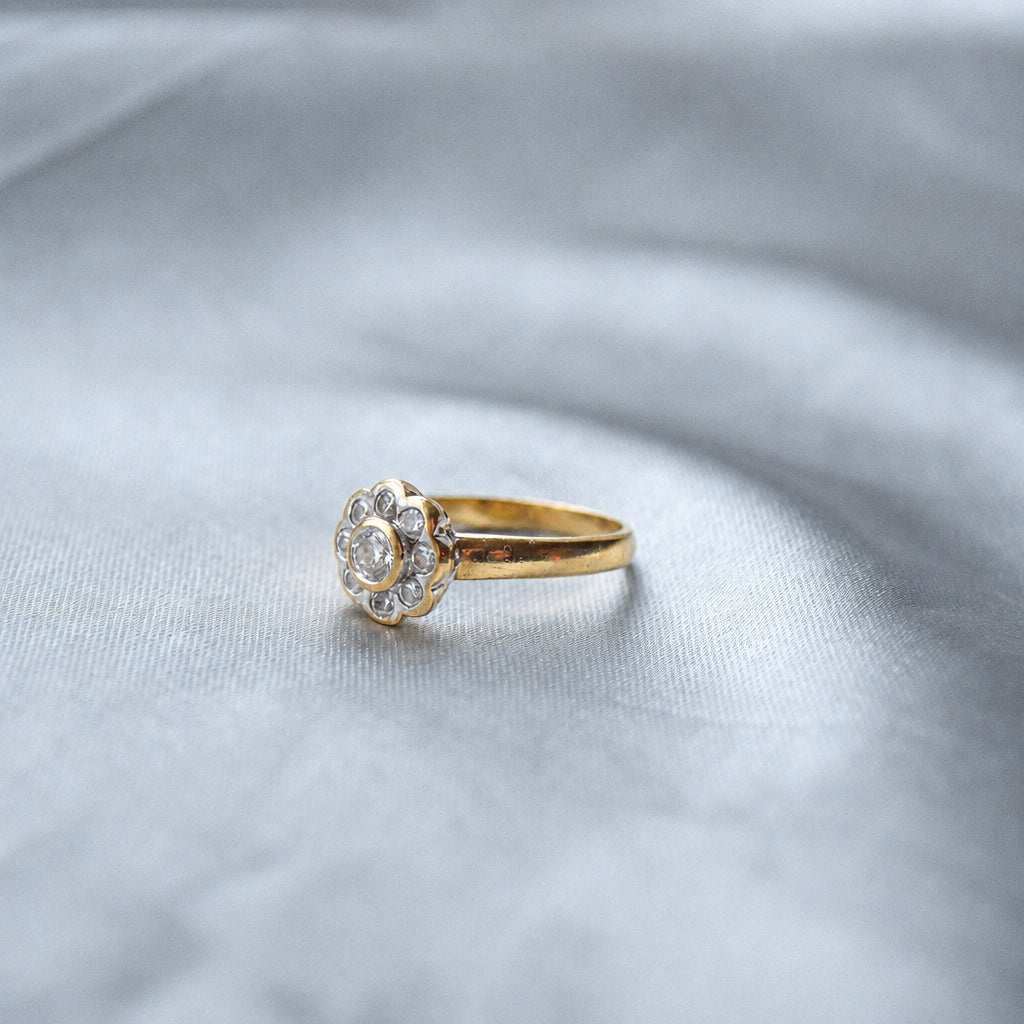 Floral gold CZ ring