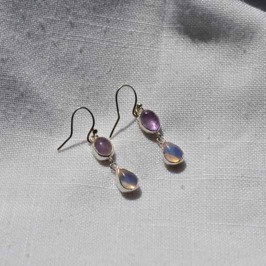 Purple moon earrings