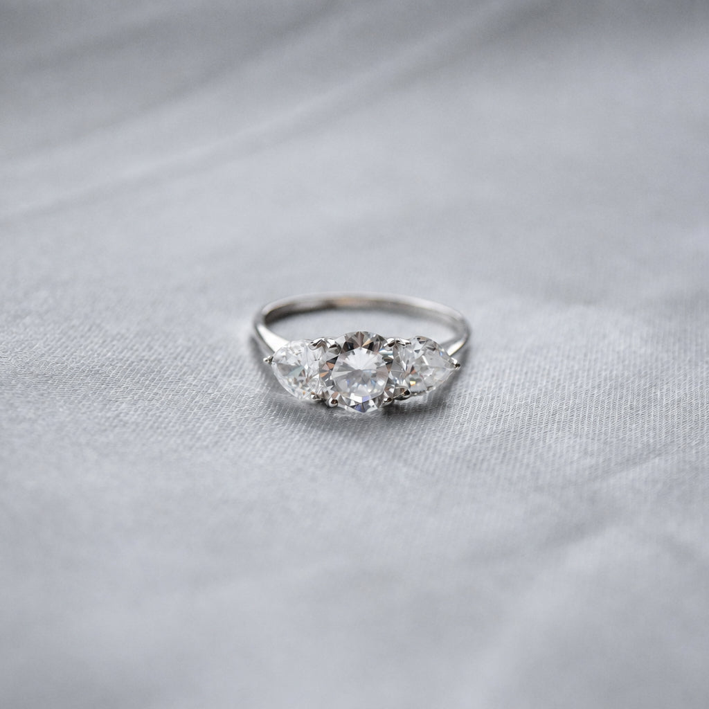 Trilogy CZ 9ct white gold ring