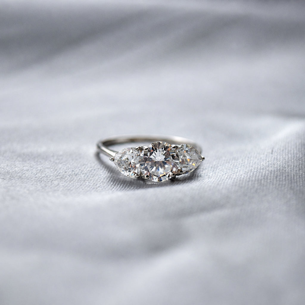 Trilogy CZ 9ct white gold ring