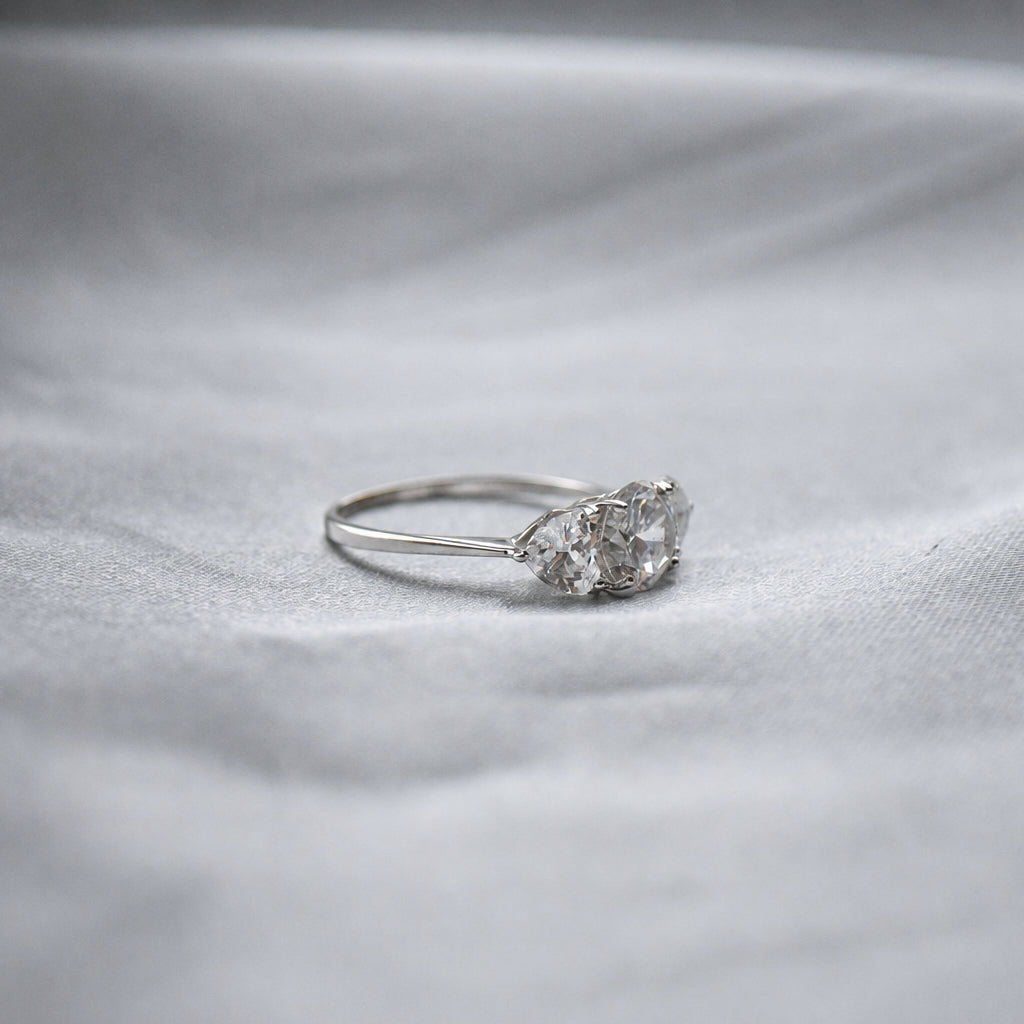 Trilogy CZ 9ct white gold ring