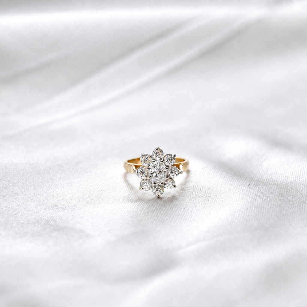 Cluster zirconia 9ct gold ring