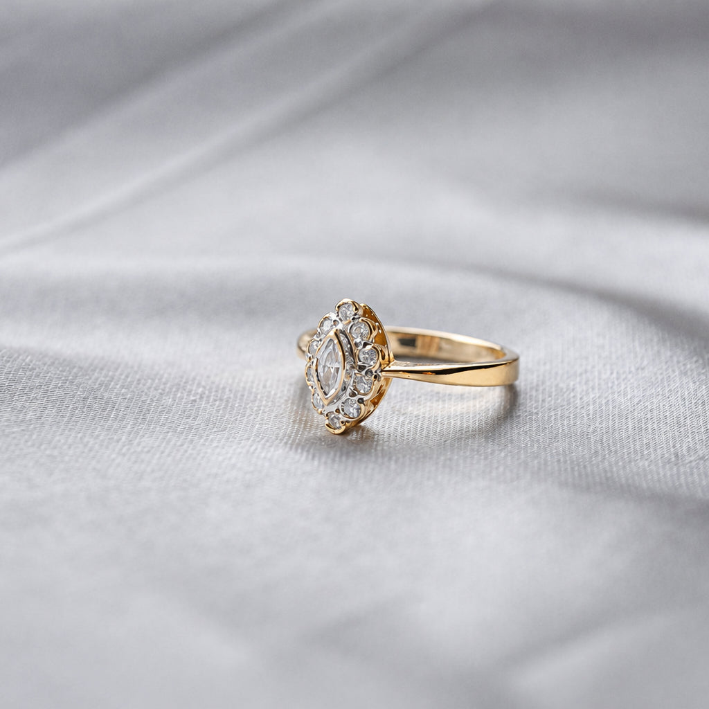 Marquise cut CZ 9ct gold ring