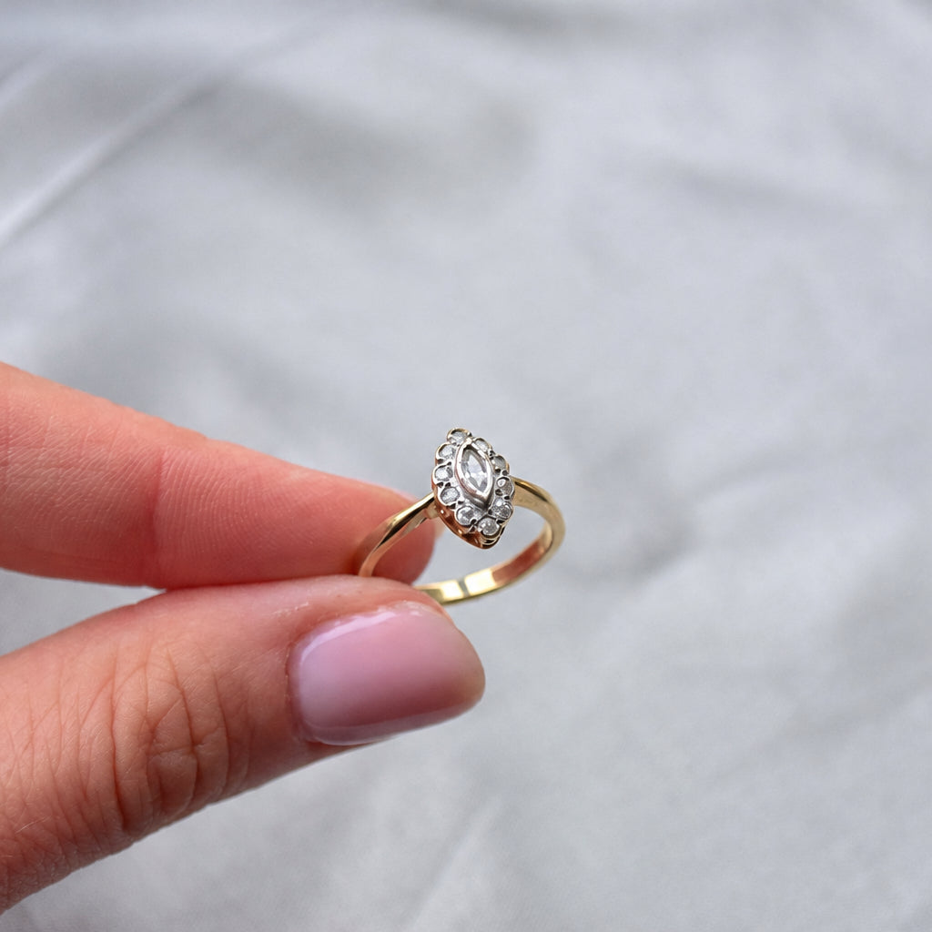 Marquise cut CZ 9ct gold ring
