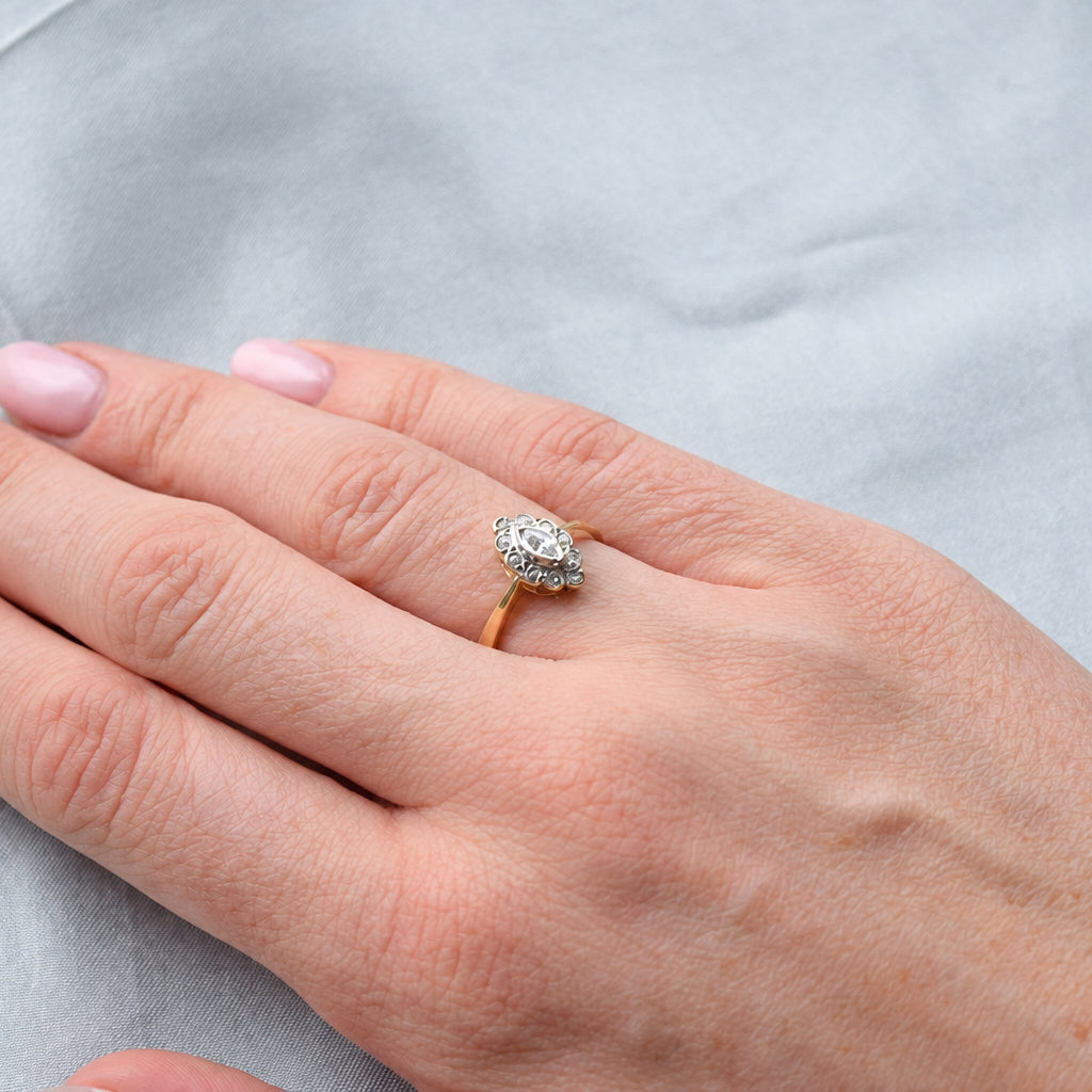 Marquise cut CZ 9ct gold ring