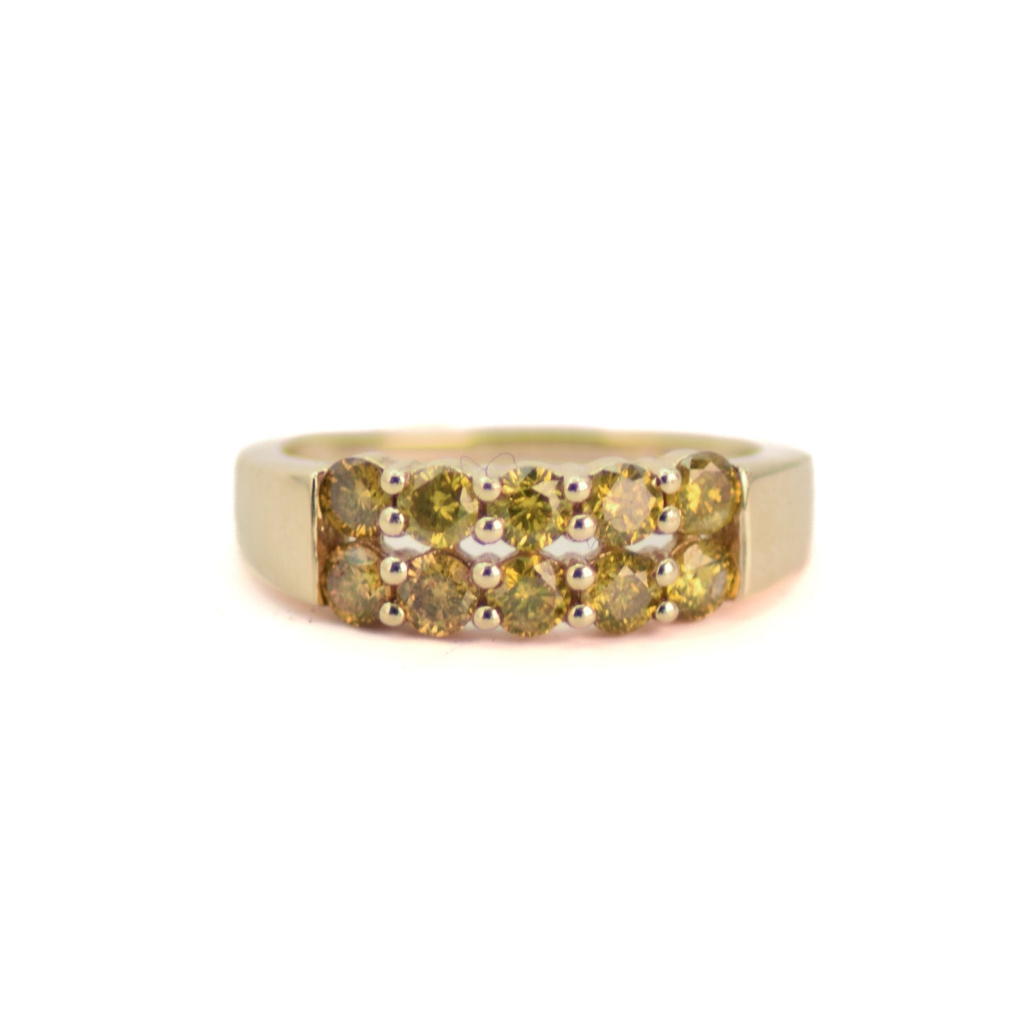 Yellow Diamond half eternity 10k gold ring