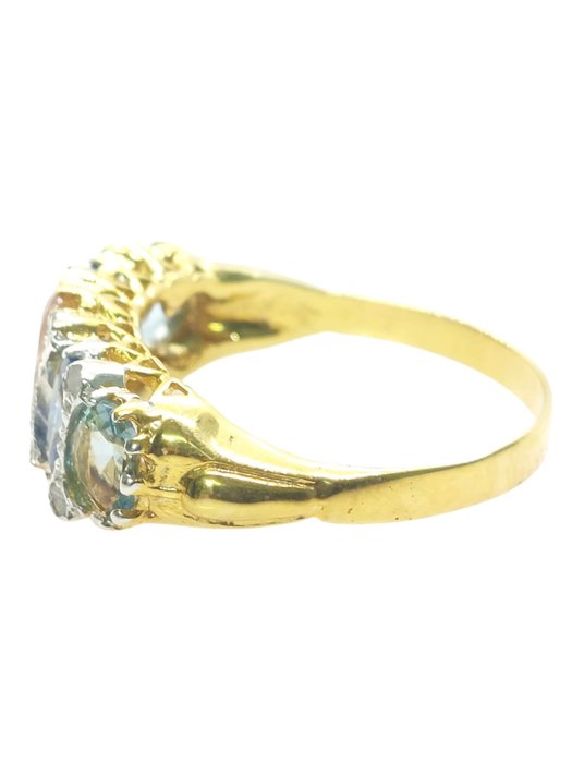 Sapphire & aquamarine 9ct & silver ring