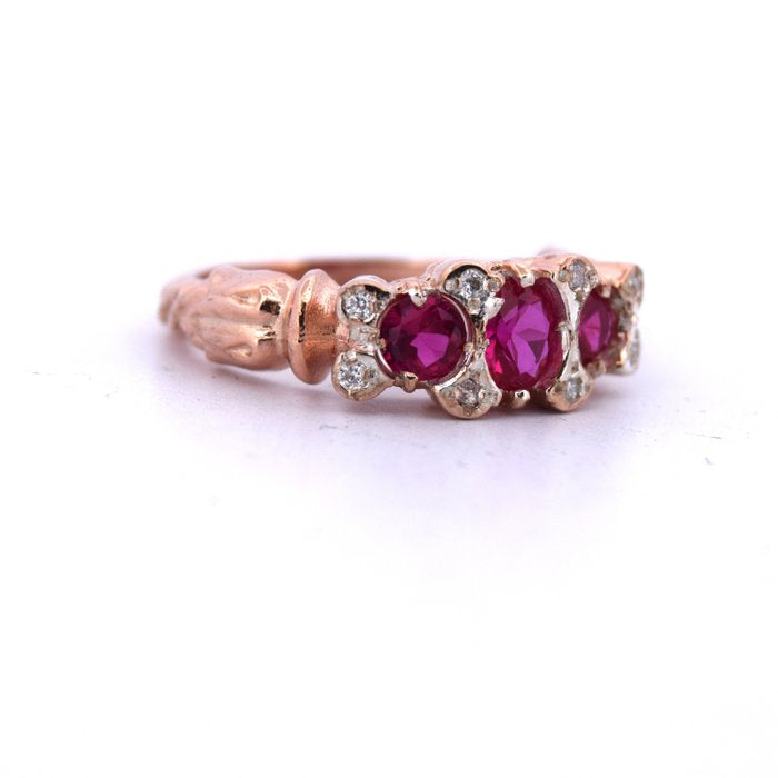 Ruby & diamond 9ct rose gold ring