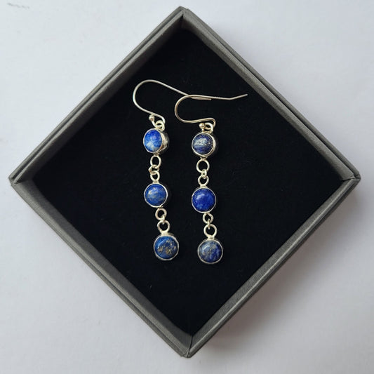 Lapis lazuli trois drop earrings