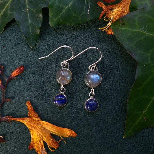 Labradorite lapis lazuli drop earrings